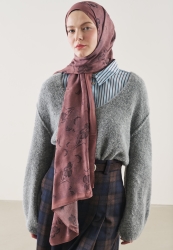 FLOWER SHADOW DESEN RAMİ ŞAL GÜLKURUSU