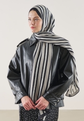 BLOCK STRIPE DESEN RAMİ ŞAL SİYAH