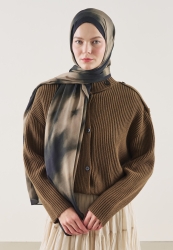 FLORAL BATİK DESEN RAMİ ŞAL SİYAH