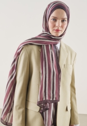 BLOCK STRIPE PATTERN RAMI HIJAB DUSTY ROSE