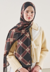 PLAID PATTERN RAMI HIJAB BLACK