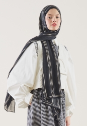 STRIPED PATTERN RAMI HIJAB BLACK