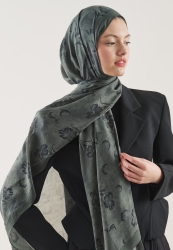 FLOWER SHADOW DESEN RAMİ ŞAL DERİN YEŞİL
