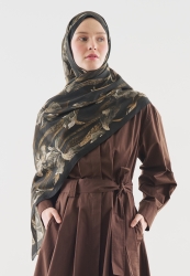 ZELINDA PATTERNED COTTON VISCOSE HIJAB DARK BROWN