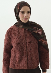ZELINDA PATTERNED COTTON VISCOSE HIJAB CHOCOLATE BROWN