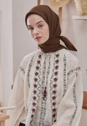 COTTON SILK SCARF CHOCOLATE COFFEE