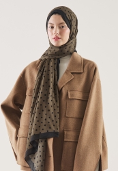 SMALL POLKA DOTS DESEN RAMİ ŞAL TOPRAK