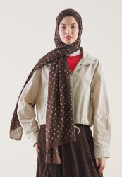 SMALL POLKA DOTS DESEN RAMİ ŞAL ÇİKOLATA