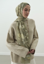 REVERIE PATTERNED COTTON VISCOSE HIJAB SAGE GREEN