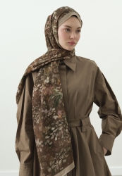 DARK BEAUTY PATTERNED COTTON VISCOSE HIJAB MILKY BROWN