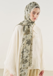 ETHNIC BLOSSOM PATTERNED SOFT VISCOSE HIJAB BEIGE