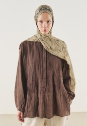 PURE ETHNIC PATTERNED SOFT VISCOSE HIJAB MILK COFFEE