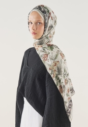 PURE ETHNIC PATTERNED SOFT VISCOSE HIJAB BLACK