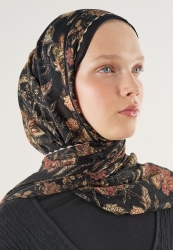 ETHNIC BLOSSOM DESEN SOFT VİSKON ŞAL SİYAH