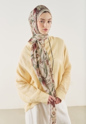 PURE ETHNIC PATTERNED SOFT VISCOSE HIJAB BEIGE