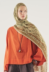 ETHNİC TOUCH DESEN SOFT VİSKON ŞAL BEJ