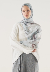 SOFT LINES PATTERNED SOFT VISCOSE HIJAB SEA FOAM GREEN