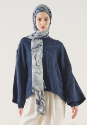 SOFT LINES PATTERNED SOFT VISCOSE HIJAB NAVY BLUE