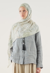 SOFT LINES PATTERNED SOFT VISCOSE HIJAB SOFT GREEN