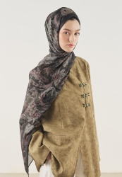 FLORAL LEGACY PATTERNED SOFT VISCOSE HIJAB ANTHRACITE