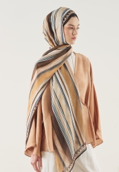 LİNE HARMONY PATTERNED SOFT VISCOSE HIJAB DARK COFFEE