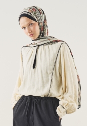 FLORAL TOUCH DESEN SOFT VİSKON ŞAL SİYAH
