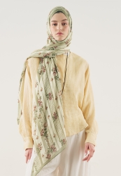 FLORAL TOUCH DESEN SOFT VİSKON ŞAL YEŞİL