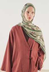 FLORAL TOUCH DESEN SOFT VİSKON ŞAL ÇAM YEŞİLİ