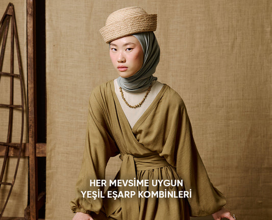 Her Mevsime Uygun Yeşil Eşarp Kombinleri
