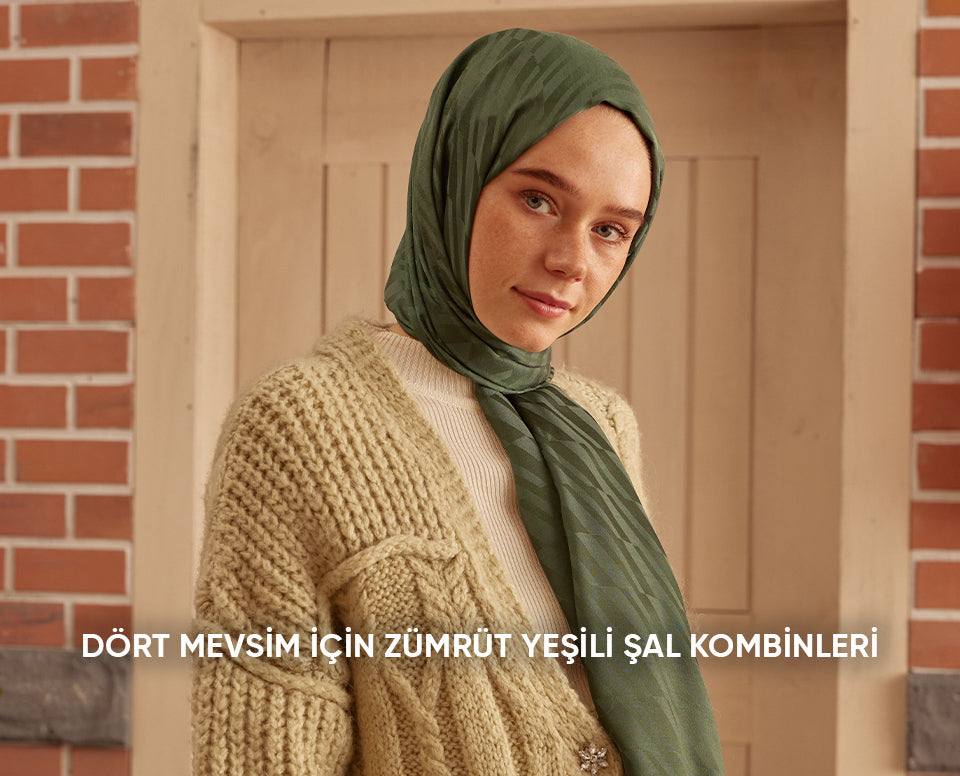 Dört Mevsim İçin Zümrüt Yeşili Şal Kombinleri