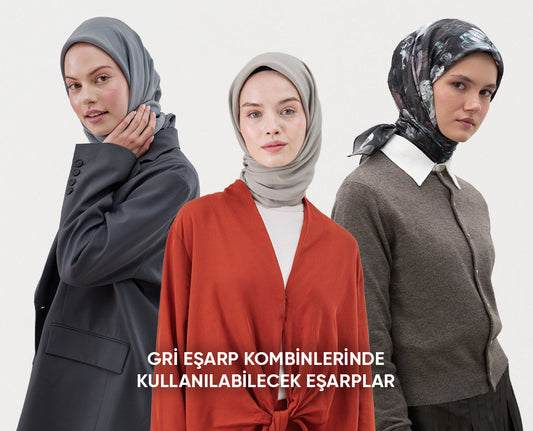 Gri Eşarp Kombinlerinde Kullanılabilecek Eşarplar