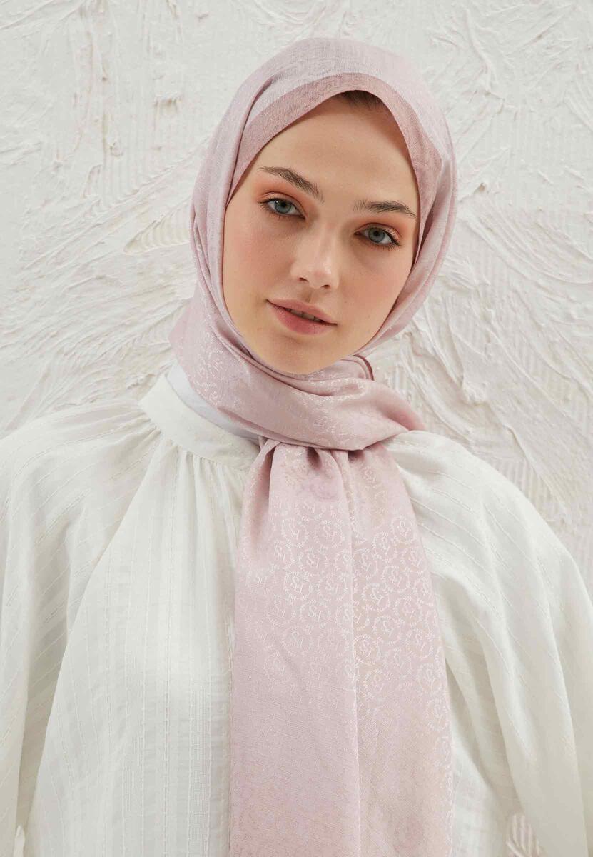 Gül Pembe Monogram Şal