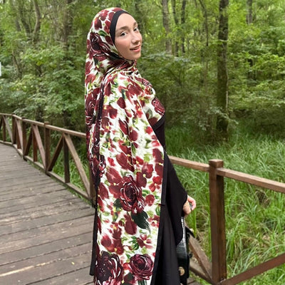 Dark Rose Floş Viskon Şal Bordo