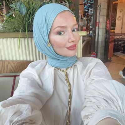 Pamuklu Keten Şal Blue Lemonade