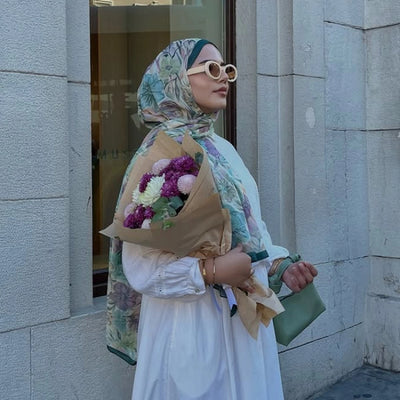 Vıntage Garden Desen Rami Şal Yeşil