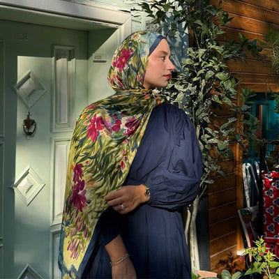 Sweet Garden Floş Viskon Şal İndigo