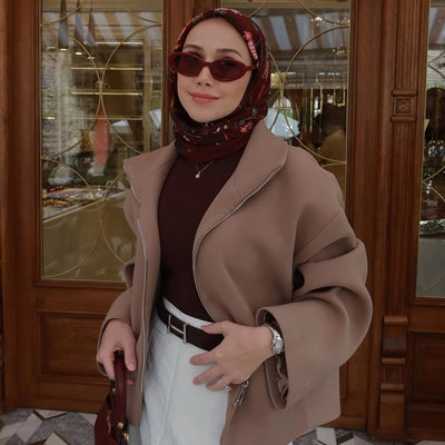 Flower Raın Desen Pamuklu Viskon Eşarp Bordo