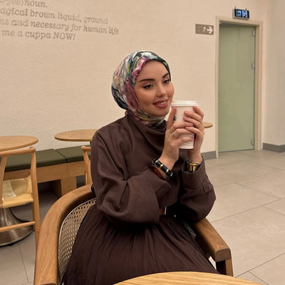 Rose Breeze Desen Pamuklu Viskon Eşarp Mürdüm