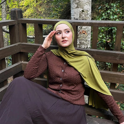 Bambu Penye Şal Olive