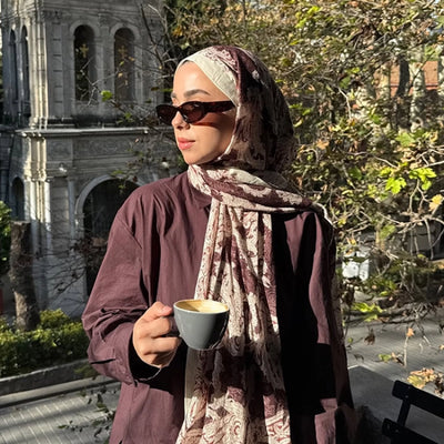 Wıld Paısley Desen Şal Sıcak Kahve
