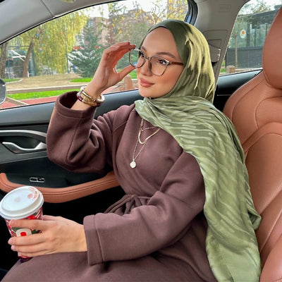 Nara Pamuk Floş Jakarlı Şal Askeri Haki