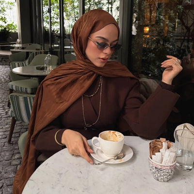 Nara Pamuk Floş Jakarlı Şal Ceviz