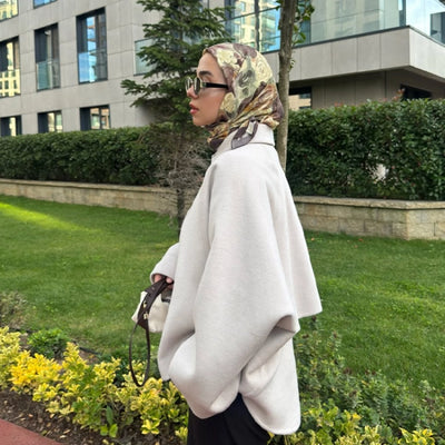 Rose Breeze Desen Pamuklu Viskon Eşarp Tozlu Kahve