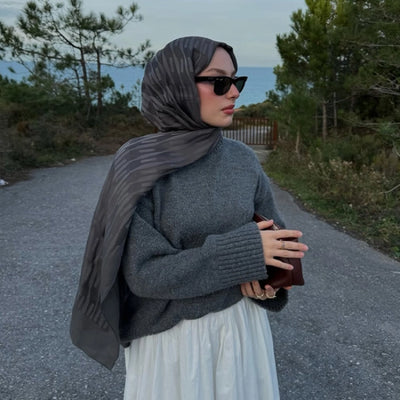 Nara Pamuk Floş Jakarlı Şal Antrasit