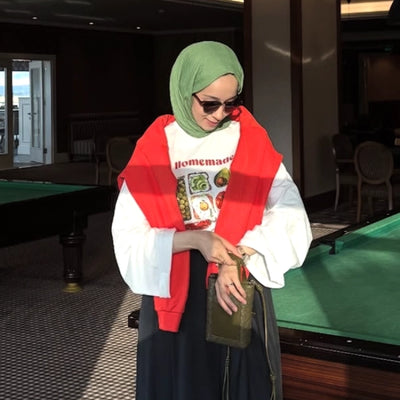 Pamuklu Keten Şal Green Tea