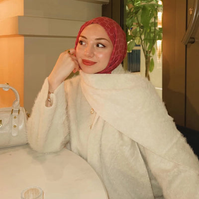 Monogram Pamuk Floş Jakarlı Şal Bordo