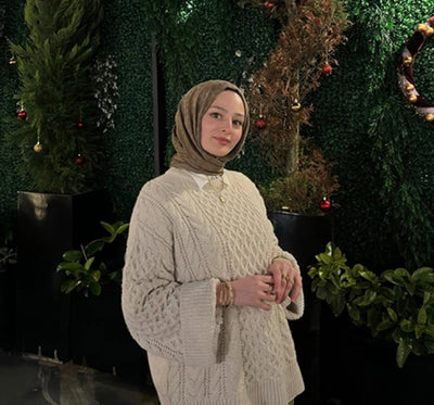Monogram Pamuk Floş Jakarlı Şal Toprak