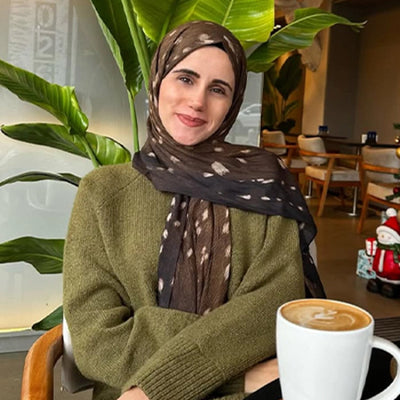 Fawn Desenli Pamuk Viskon Şal Kahverengi
