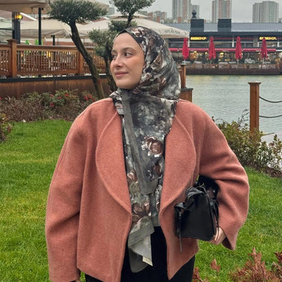 Madeleıne Desenli Pamuk Viskon Şal Gri