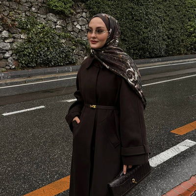 Madeleıne Desenli Pamuk Viskon Şal Kahve